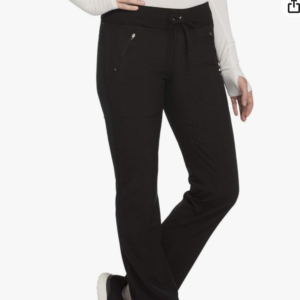 Cherokee women’s scrub pant ck100a mid rise tapered leg black XP petite
